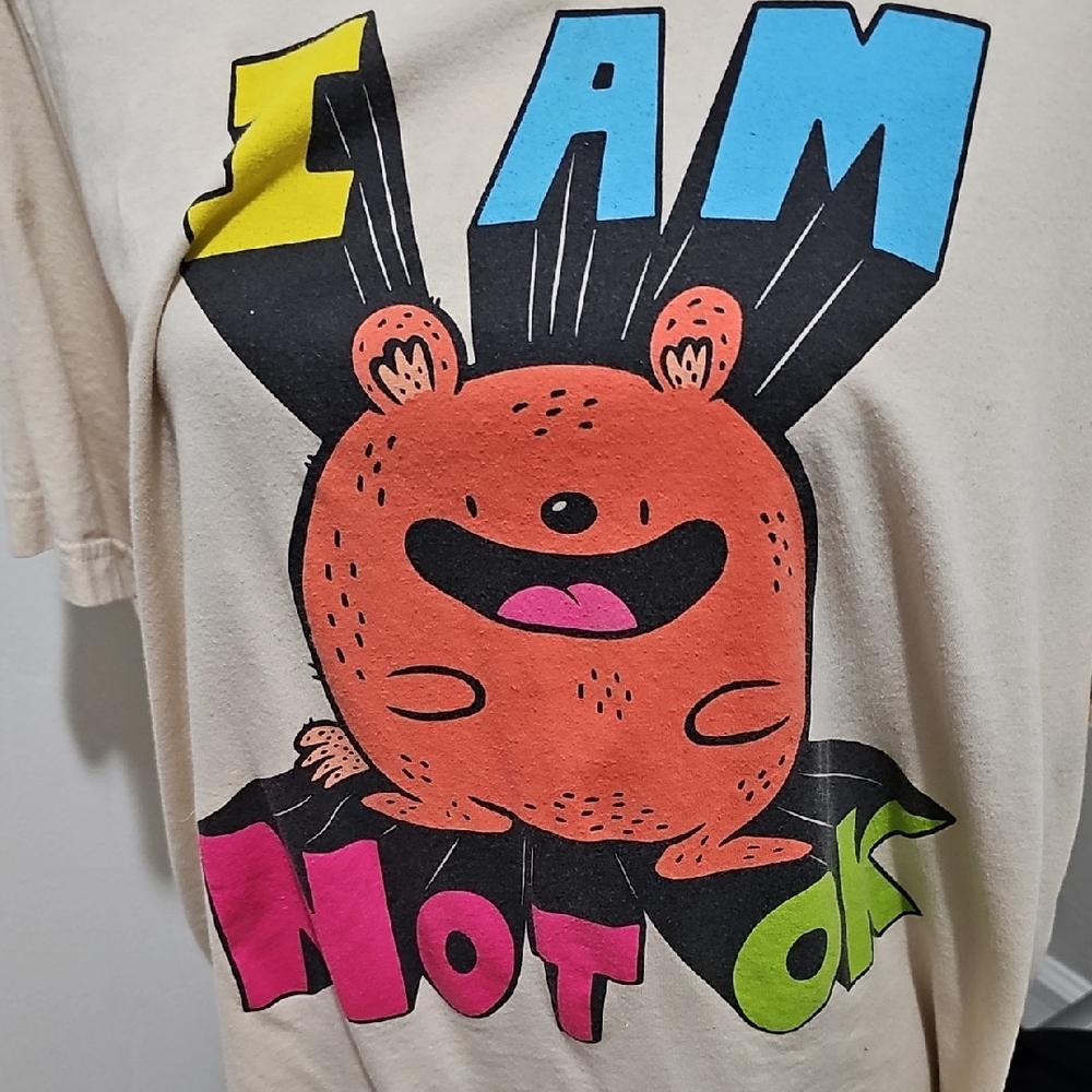 Cream Graphic Tee with Fun Print - Picture 2 of 2